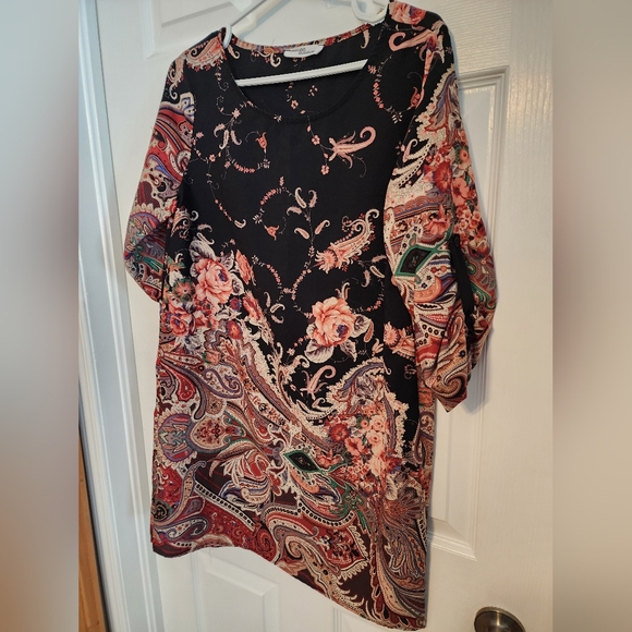 Million Bullpup Fall Floral Whimsical Paisley Mini Colourful Dress, size Medium - Picture 3 of 4